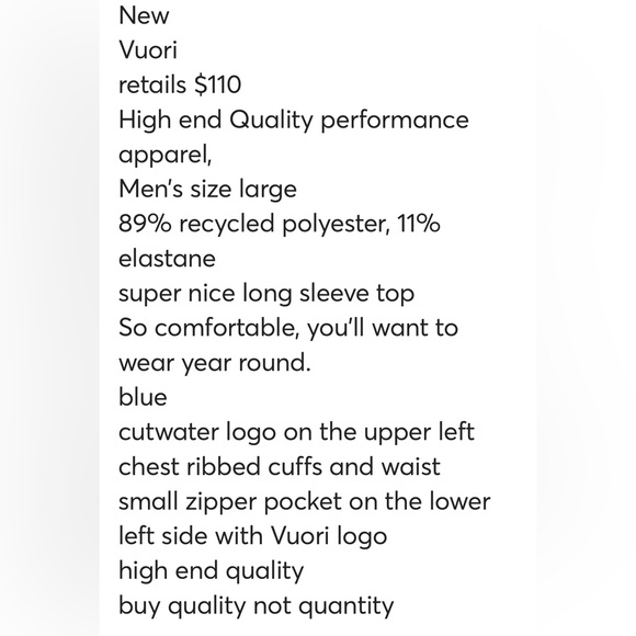 Vuori blue Crew Neck Sweatshirt Men’s Large - Picture 11 of 12